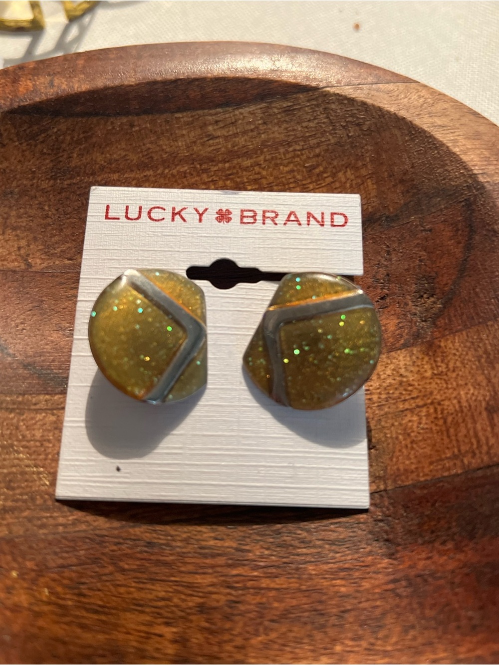 Lucky Brand Sparkling Yellow Geometric Stud Earrings